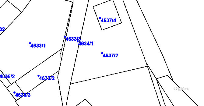 Parcela st. 4637/2 v KÚ Teplice, Katastrální mapa
