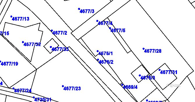 Parcela st. 4676/1 v KÚ Teplice, Katastrální mapa