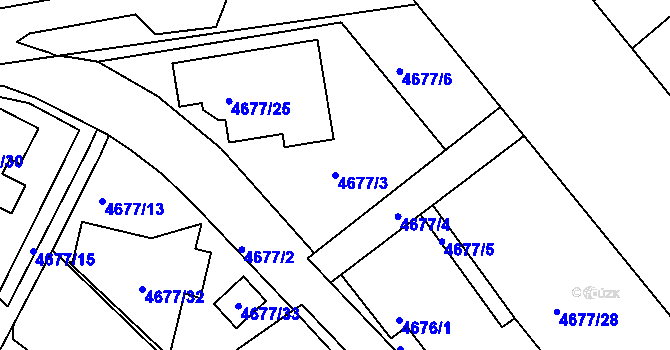 Parcela st. 4677/3 v KÚ Teplice, Katastrální mapa