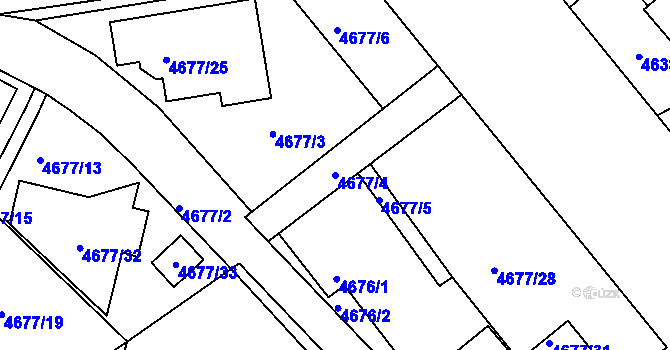 Parcela st. 4677/4 v KÚ Teplice, Katastrální mapa