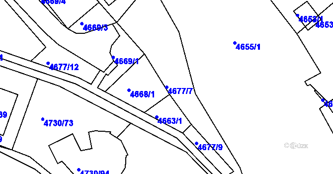 Parcela st. 4677/7 v KÚ Teplice, Katastrální mapa