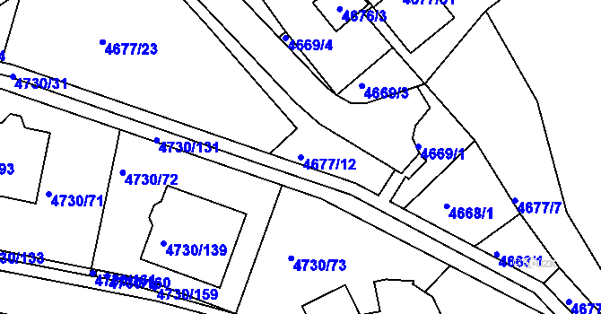 Parcela st. 4677/12 v KÚ Teplice, Katastrální mapa