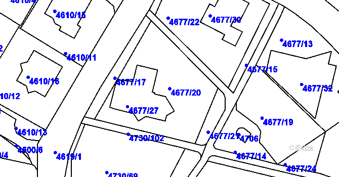 Parcela st. 4677/20 v KÚ Teplice, Katastrální mapa