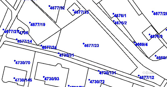 Parcela st. 4677/23 v KÚ Teplice, Katastrální mapa