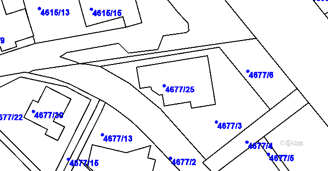Parcela st. 4677/25 v KÚ Teplice, Katastrální mapa