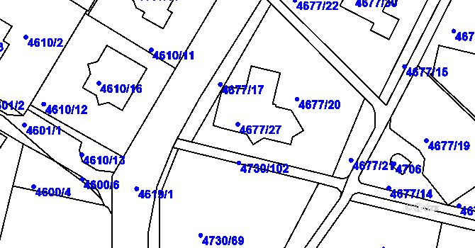 Parcela st. 4677/27 v KÚ Teplice, Katastrální mapa