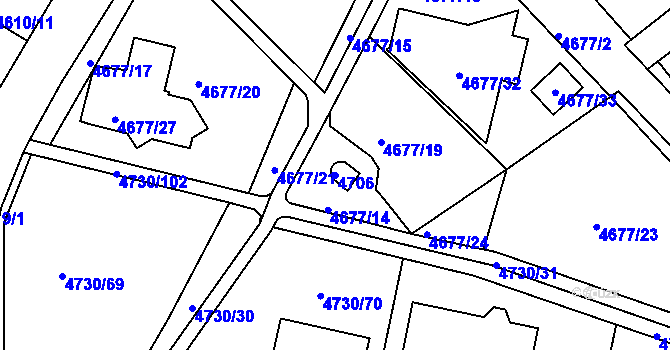 Parcela st. 4706 v KÚ Teplice, Katastrální mapa