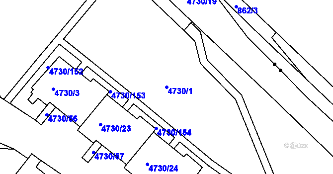 Parcela st. 4730/1 v KÚ Teplice, Katastrální mapa