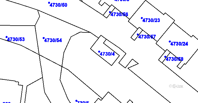 Parcela st. 4730/4 v KÚ Teplice, Katastrální mapa