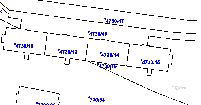 Parcela st. 4730/14 v KÚ Teplice, Katastrální mapa