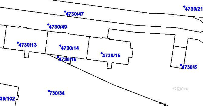 Parcela st. 4730/15 v KÚ Teplice, Katastrální mapa