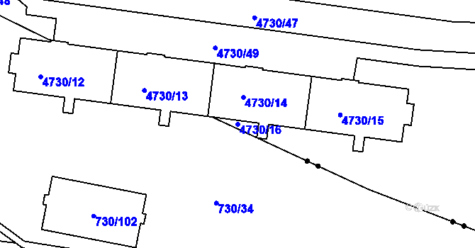 Parcela st. 4730/16 v KÚ Teplice, Katastrální mapa