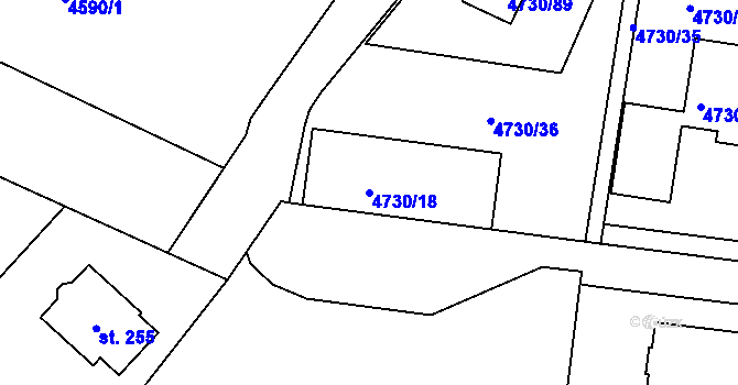 Parcela st. 4730/18 v KÚ Teplice, Katastrální mapa