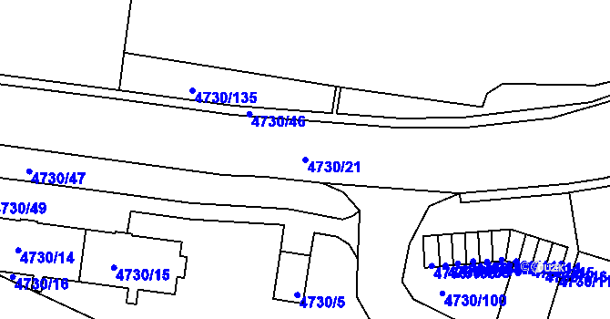 Parcela st. 4730/21 v KÚ Teplice, Katastrální mapa