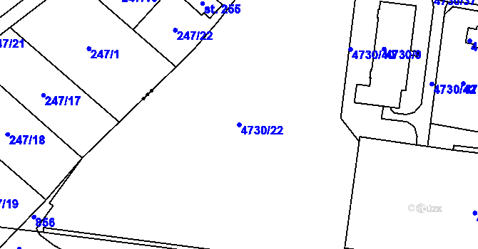 Parcela st. 4730/22 v KÚ Teplice, Katastrální mapa