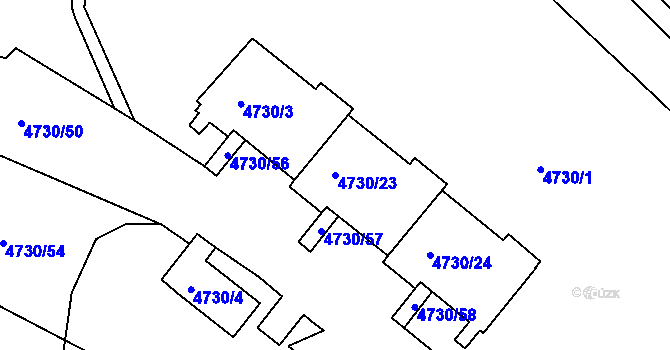 Parcela st. 4730/23 v KÚ Teplice, Katastrální mapa