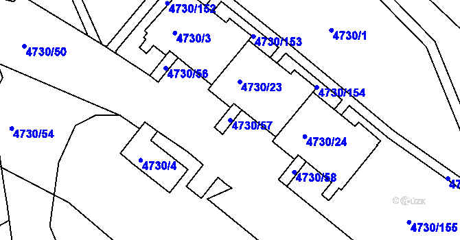 Parcela st. 4730/57 v KÚ Teplice, Katastrální mapa