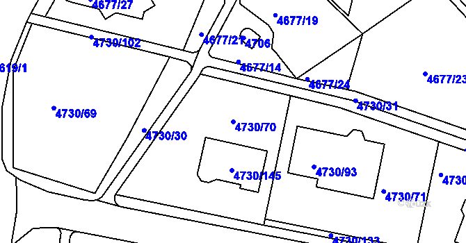Parcela st. 4730/70 v KÚ Teplice, Katastrální mapa