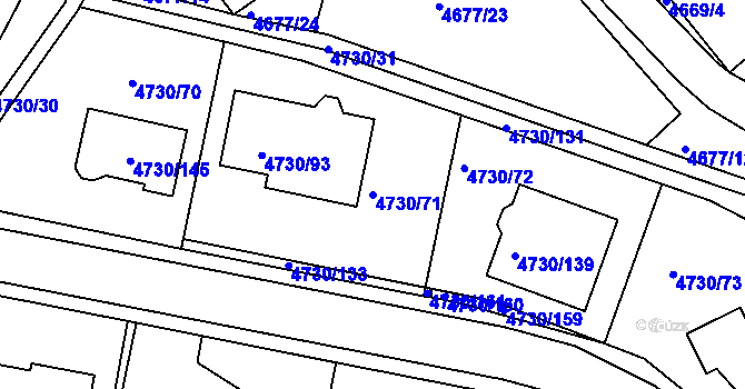 Parcela st. 4730/71 v KÚ Teplice, Katastrální mapa