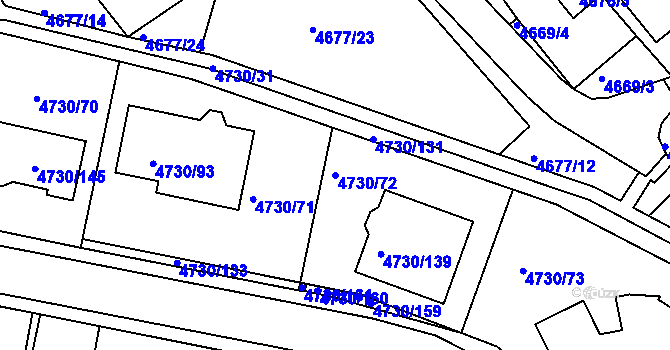 Parcela st. 4730/72 v KÚ Teplice, Katastrální mapa