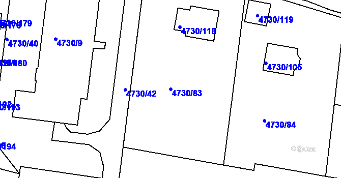 Parcela st. 4730/83 v KÚ Teplice, Katastrální mapa