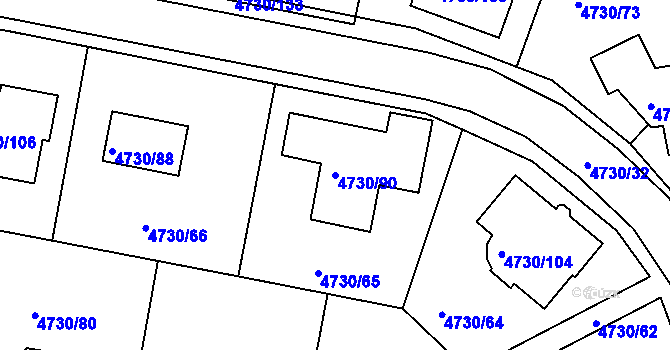 Parcela st. 4730/90 v KÚ Teplice, Katastrální mapa