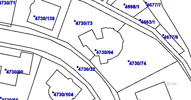 Parcela st. 4730/94 v KÚ Teplice, Katastrální mapa