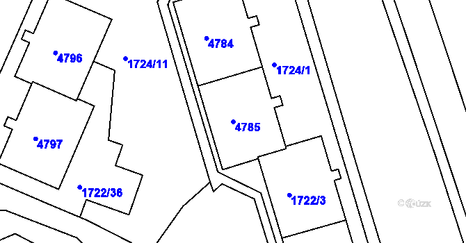 Parcela st. 4785 v KÚ Teplice, Katastrální mapa