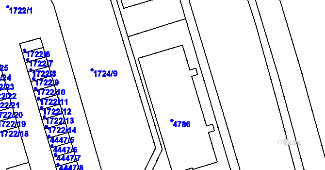 Parcela st. 4786 v KÚ Teplice, Katastrální mapa
