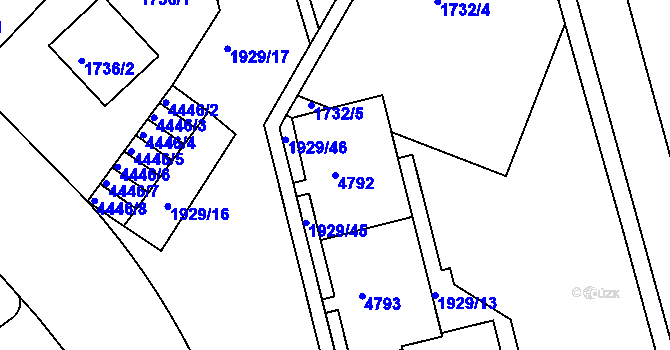 Parcela st. 4792 v KÚ Teplice, Katastrální mapa