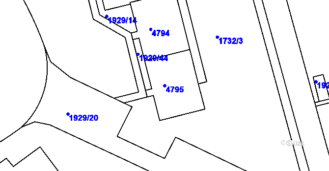 Parcela st. 4795 v KÚ Teplice, Katastrální mapa