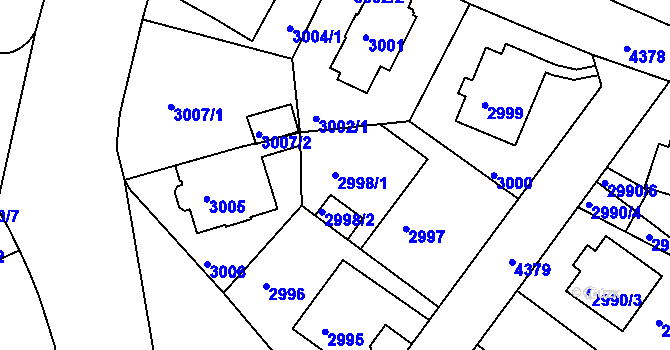 Parcela st. 2998/1 v KÚ Teplice, Katastrální mapa