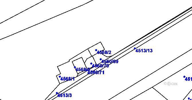 Parcela st. 4568/2 v KÚ Teplice, Katastrální mapa