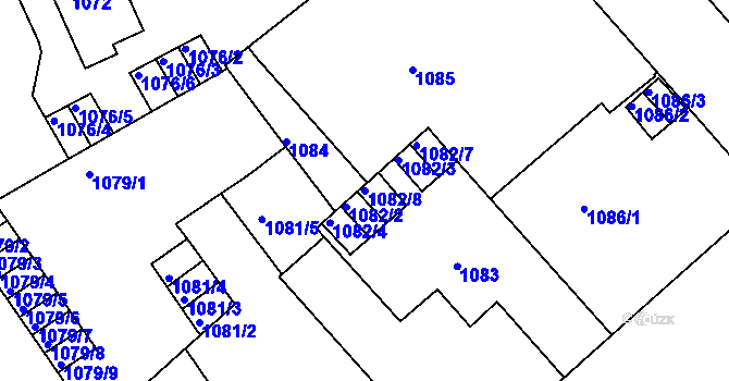 Parcela st. 1082/8 v KÚ Teplice, Katastrální mapa