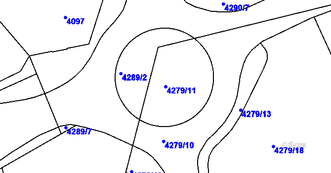 Parcela st. 4279/11 v KÚ Teplice, Katastrální mapa