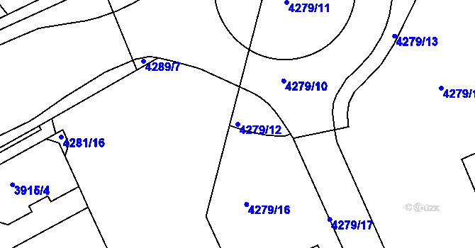 Parcela st. 4279/12 v KÚ Teplice, Katastrální mapa