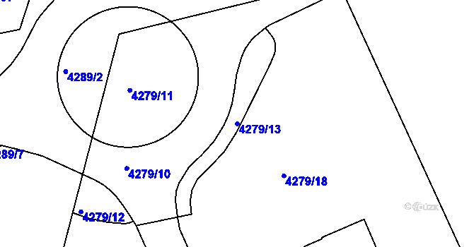 Parcela st. 4279/13 v KÚ Teplice, Katastrální mapa
