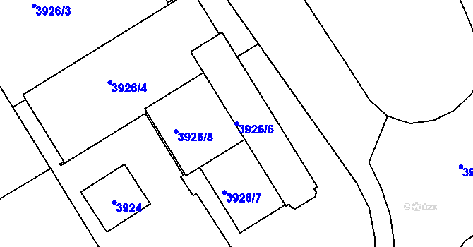 Parcela st. 3926/6 v KÚ Teplice, Katastrální mapa