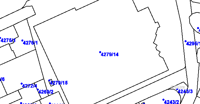 Parcela st. 4279/14 v KÚ Teplice, Katastrální mapa