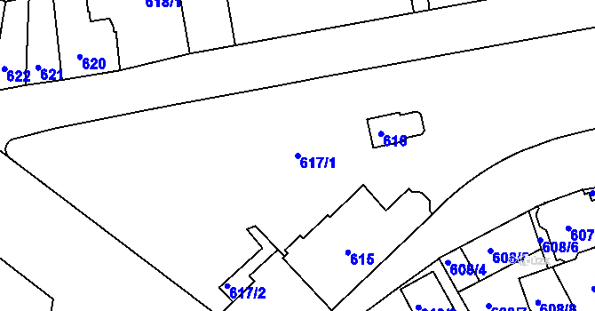 Parcela st. 617/1 v KÚ Teplice, Katastrální mapa