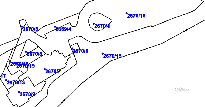 Parcela st. 2670/15 v KÚ Teplice, Katastrální mapa