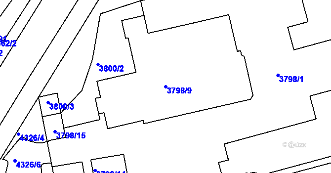 Parcela st. 3798/9 v KÚ Teplice, Katastrální mapa