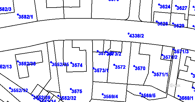 Parcela st. 3573/3 v KÚ Teplice, Katastrální mapa