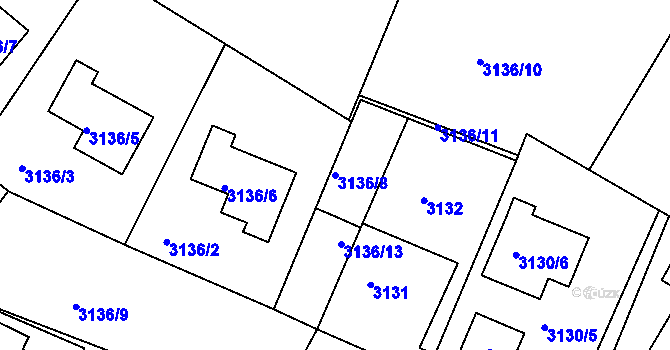 Parcela st. 3136/8 v KÚ Teplice, Katastrální mapa