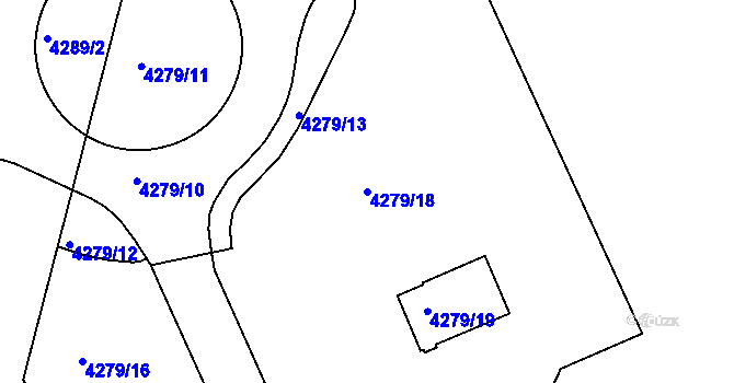 Parcela st. 4279/18 v KÚ Teplice, Katastrální mapa