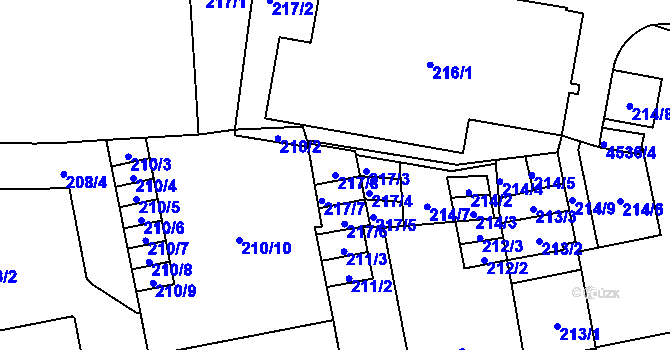 Parcela st. 217/8 v KÚ Teplice, Katastrální mapa