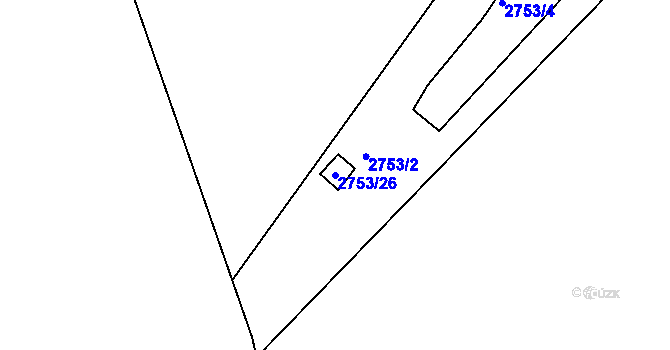Parcela st. 2753/26 v KÚ Teplice, Katastrální mapa