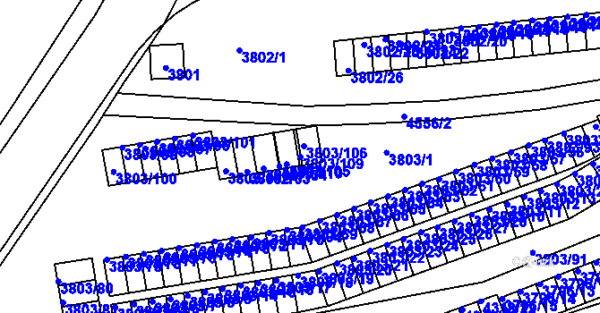 Parcela st. 3803/109 v KÚ Teplice, Katastrální mapa