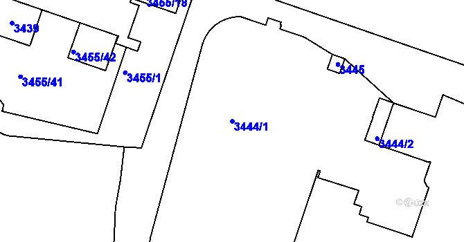 Parcela st. 3444/1 v KÚ Teplice, Katastrální mapa