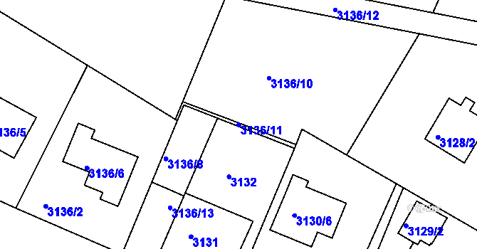 Parcela st. 3136/11 v KÚ Teplice, Katastrální mapa